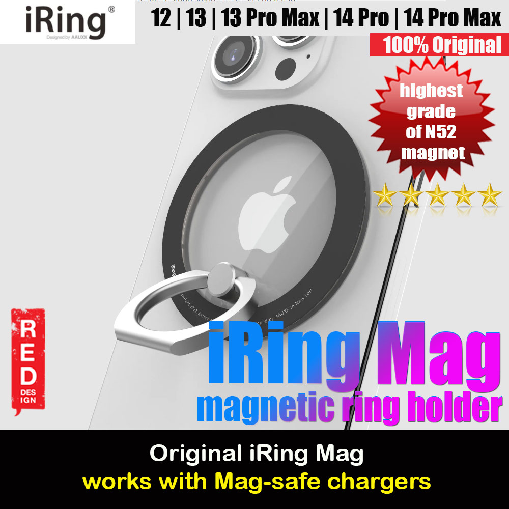 Picture of AAUXX iRing Mag Magnetic Ring Holder Phone Grip and Kickstand Stand Compatible with Magsafe (Smoky Black)