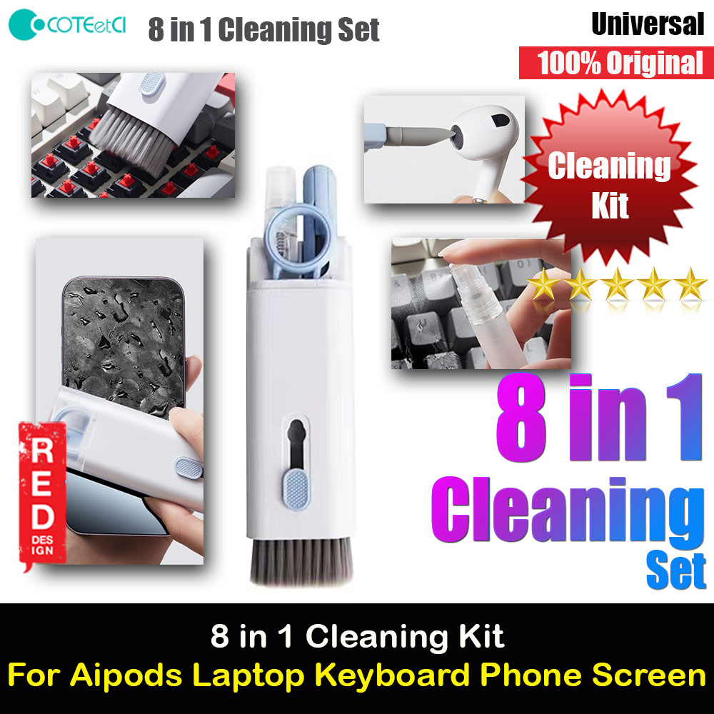 Picture of Coteci 8 in 1 Keyboard Cleaning Kits Airpods Cleaner Headset Cleaner Pen Laptop Screen Cleaning Bluetooth Earphones Cleaning Kit Phone Screen Cleaning Kit