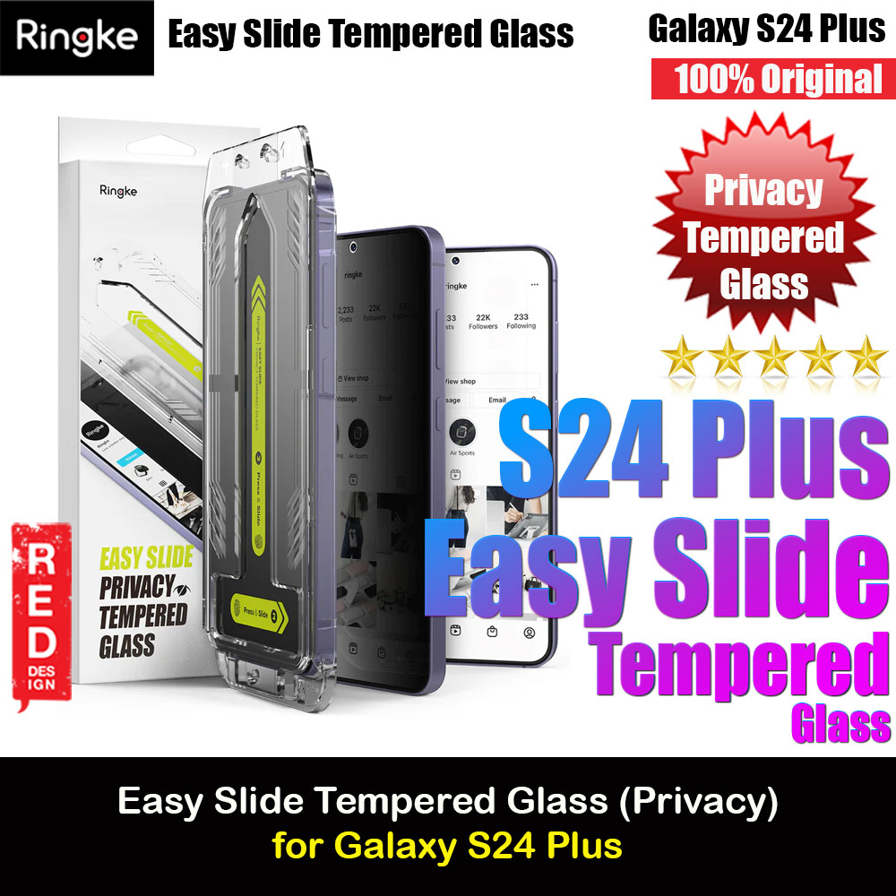 Picture of Samsung Galaxy S24 Plus Screen Protector | Ringke Easy Slide Tempered Glass Screen Protector for Samsung Galaxy S24 Plus (Privacy Anti Peep View) 2pcs