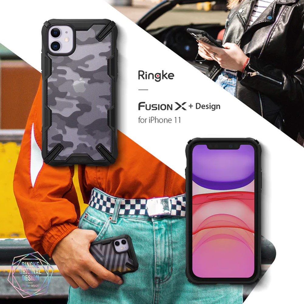 Picture of Apple iPhone 11 6.1 Case | Ringke Fusion X Solid Extreme Tough Protection Case Cover Casing for iPhone 11 6.1 (Camo Black)