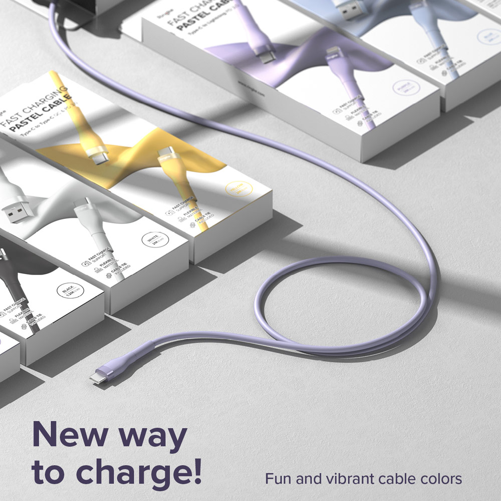 Picture of Ringke Pastel TPE Durable Cable with Cable Tie Organizer QC2.0 Fast Charge USB A to Type C (Purple 120cm)