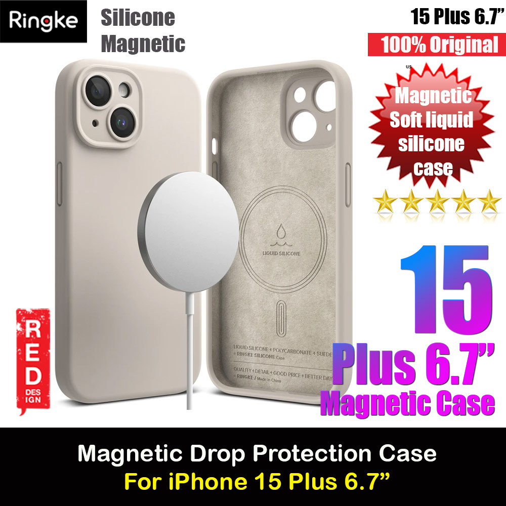 Picture of Apple iPhone 15 Plus 6.7 Case | Ringke Silicone Magnetic Drop Protection Case for Apple iPhone 15 Plus 6.7 (Stone)