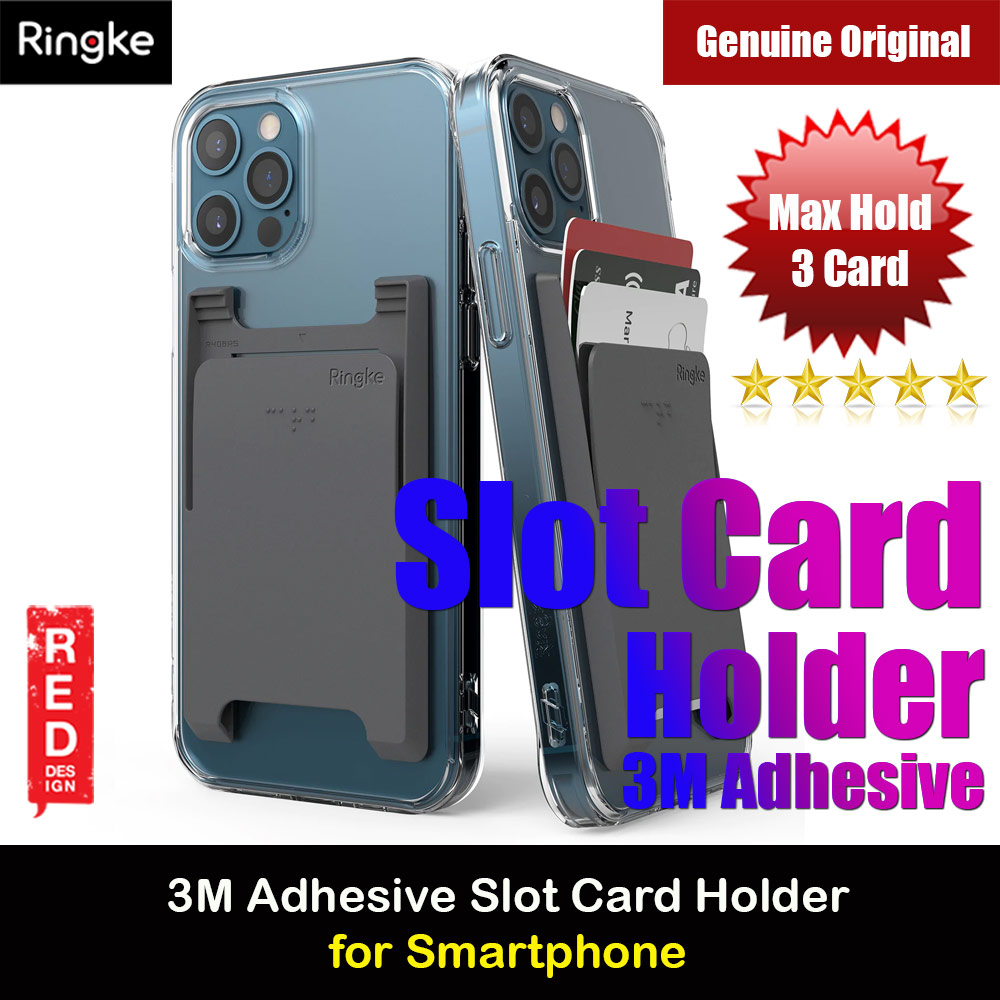 Picture of Ringke Slot Card Holder Max Holder 3 Card 3M Adhesive Sticker with High Quality PC Material for Smartphone (Dark Gray)
