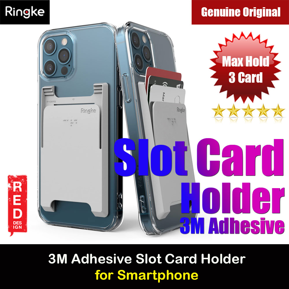 Picture of Ringke Slot Card Holder Max Holder 3 Card 3M Adhesive Sticker with High Quality PC Material for Smartphone (Dark Gray)