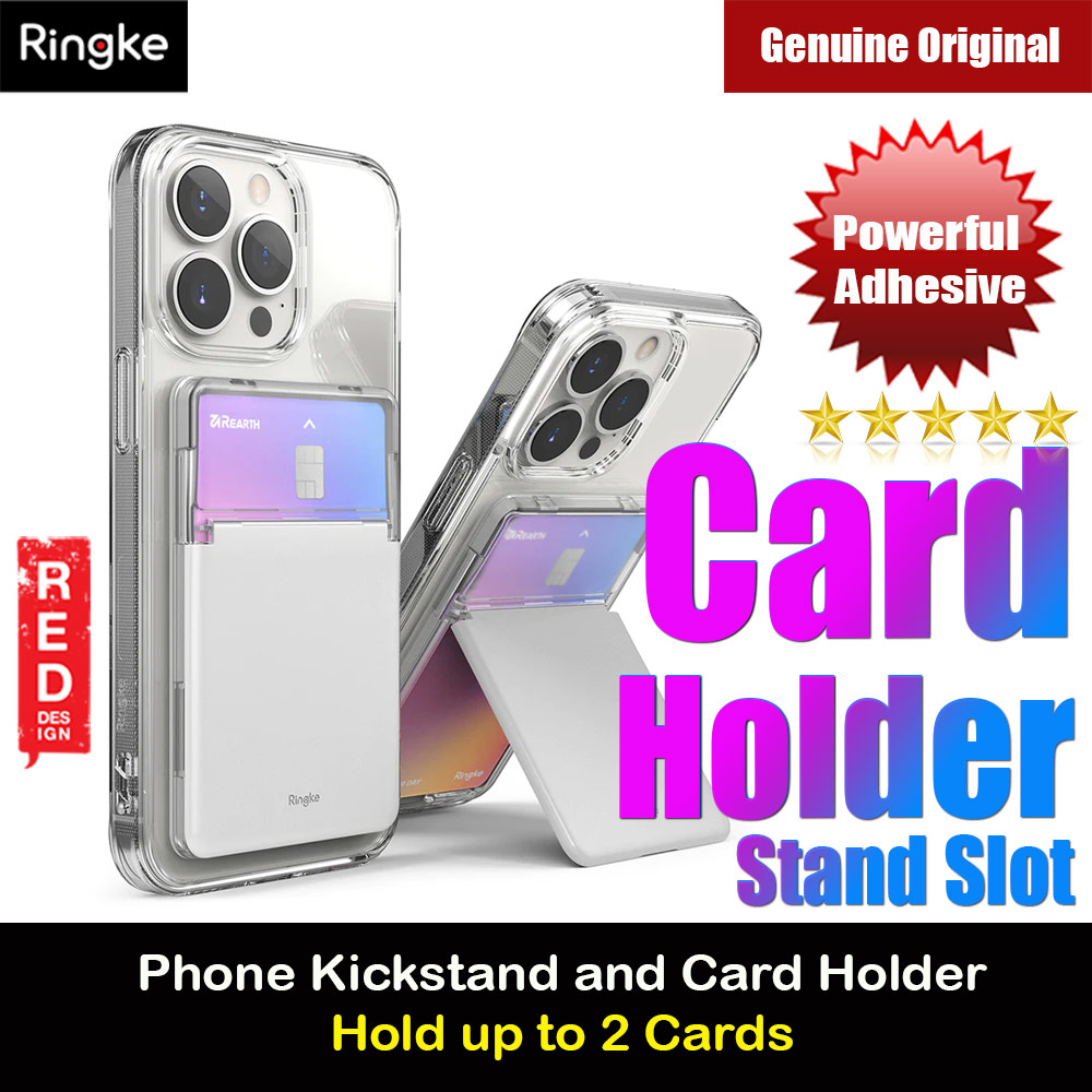 Picture of Ringke 2 in 1 Adhesive Card Holder Stand Slot Kickstand with High Quality PC Material for Smartphone (Clear Light Gray)