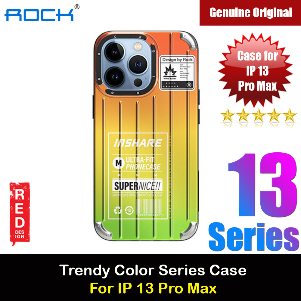 Picture of Apple iPhone 13 Pro Max 6.7 Case | Rock Trendy Travel Luggage Design Irisdecent Gredient Color Drop Protection Anti Finger Print Case for iPhone 13 Pro Max 6.7 (Blue)