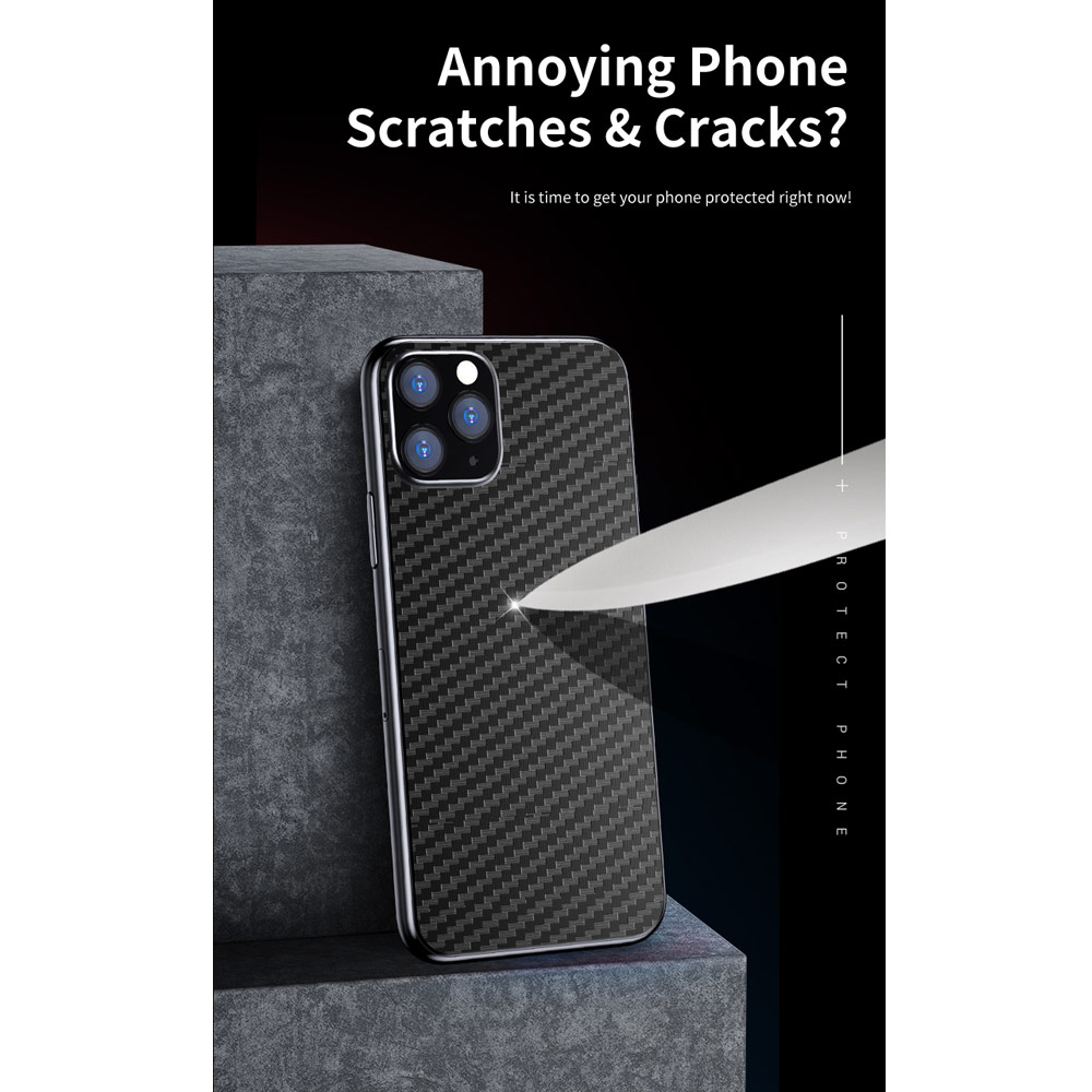 Picture of Apple iPhone 11 6.1  | Rock Space Custom Made for All Phone Model Carbon Fiber Series Back Film Protector Sticker for Any Phone Model (Black)