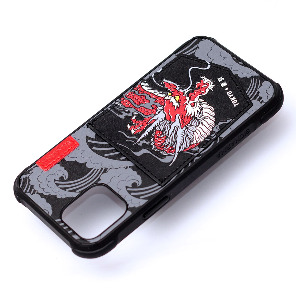Picture of Apple iPhone 12 6.1 Case | Skinarma Leatherette Back Case Designed With Integrated Card Pocket for iPhone 12 iPhone 12 Pro 6.1 (Dragon)