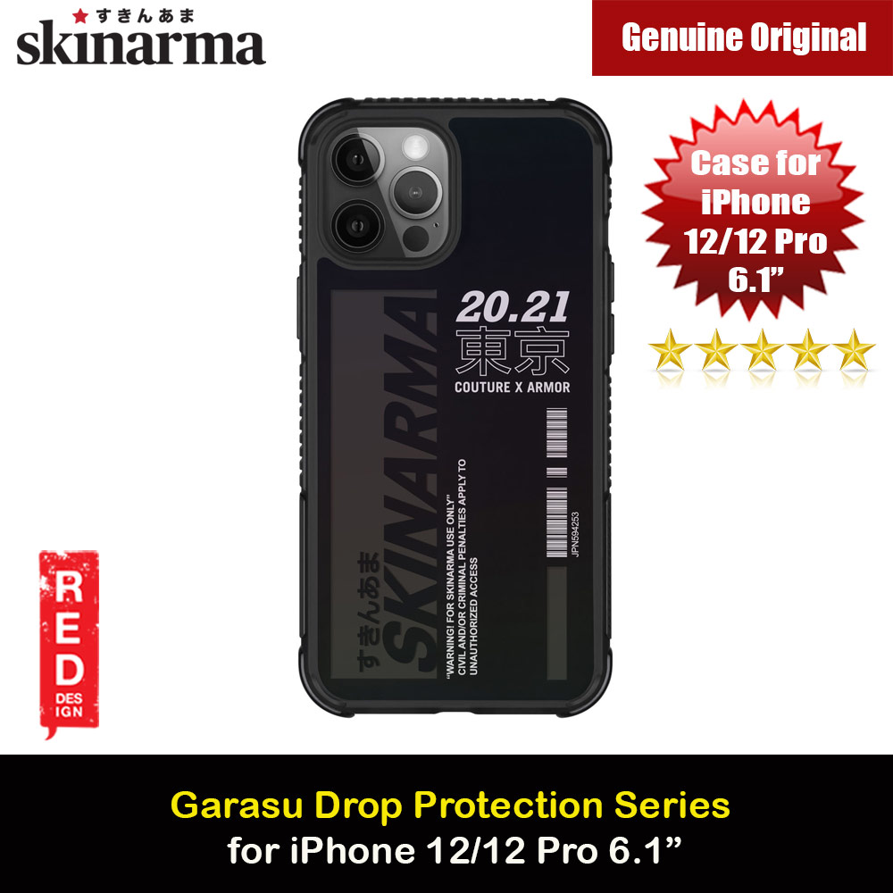 Picture of Apple iPhone 12 6.1 Case | Skinarma Garasu Series Four Corner Drop Protection Case for iPhone 12 iPhone 12 Pro 6.1 (Black)