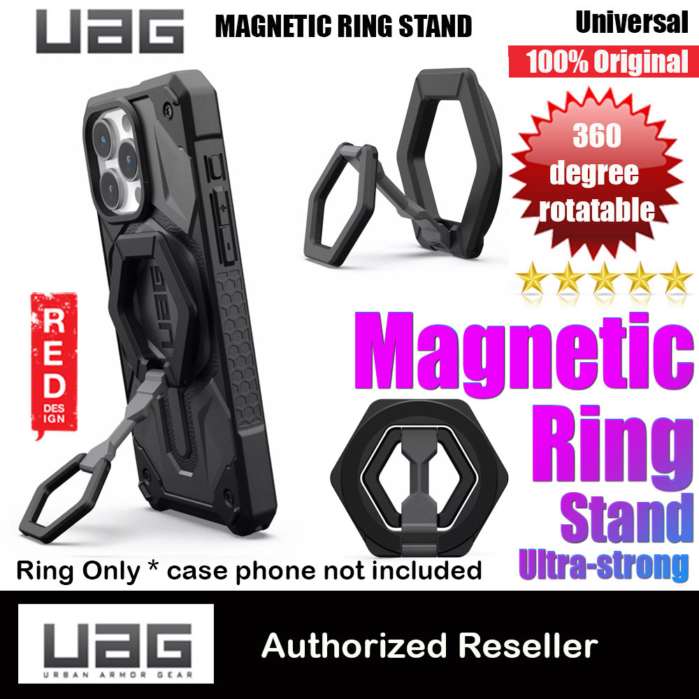 Picture of UAG Magnetic Ring Stand Holder Phone Grip and Kickstand Stand Compatible with Magsafe (Black Silver)