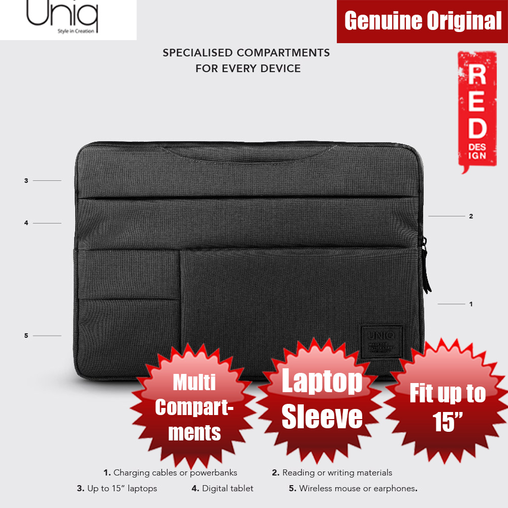 Picture of Uniq Cavalier Laptop Sleeve with Multi compartment fit up to 15 inches (Black)