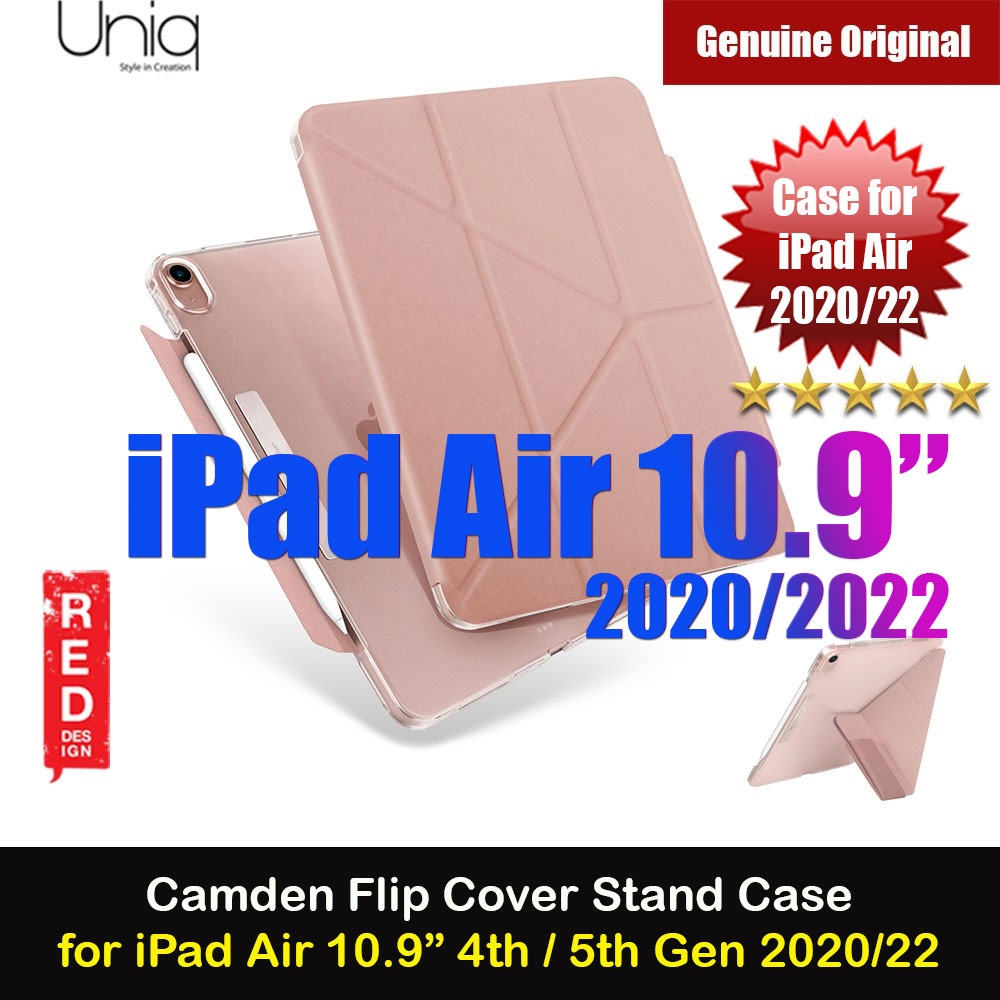 Picture of Apple iPad Air 10.9 5th Gen 2022 Case | Uniq Camden Antimicrobial Ultra Slim and Lightweight Landscape Portrait Typing Flip Stand Case for Apple iPad Air 10.9 2020 iPad Air 4th generation 2020 iPad Air 5th Gen 2022(Pink)