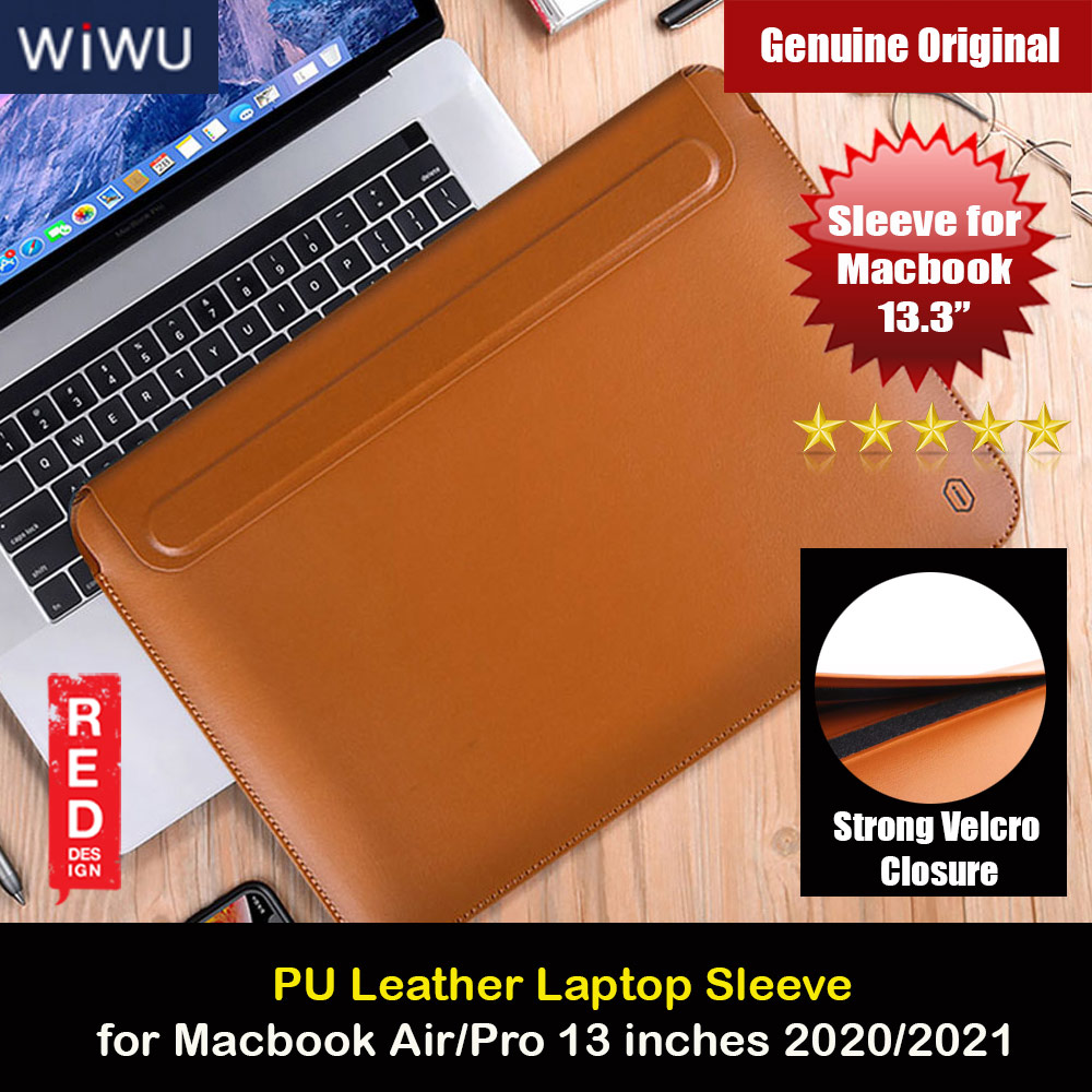 Picture of Apple MacBook Air 13\" 2020  | WIWU Skin Pro 3 Slim PU Leather Sleeve with Strong Velcro Closure for Macbook Air 13 M1 2020 2021 Macbook Pro 13 2020 202113 inches Laptop (Brown)