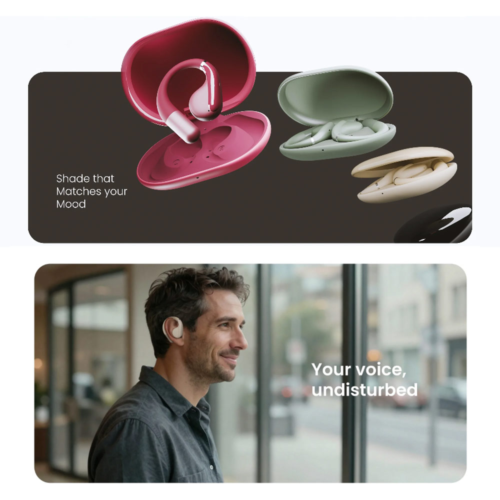 Picture of HiFuture VibeMate Premium Bluetooth 5.4 Comfort Open Ear Headphones Waterproof with ENC Noise Cancellation (Latte)