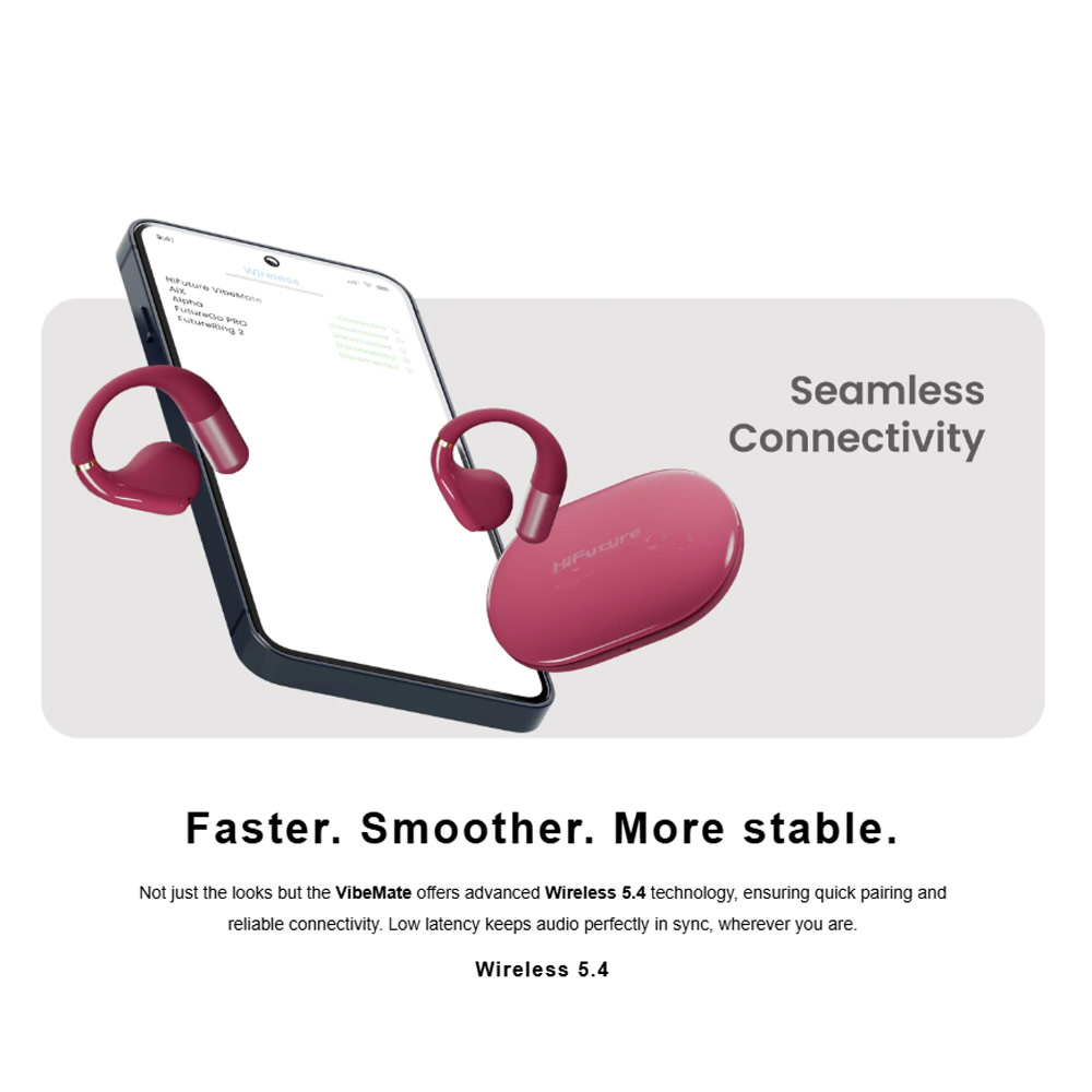 Picture of HiFuture VibeMate Premium Bluetooth 5.4 Comfort Open Ear Headphones Waterproof with ENC Noise Cancellation (Latte)