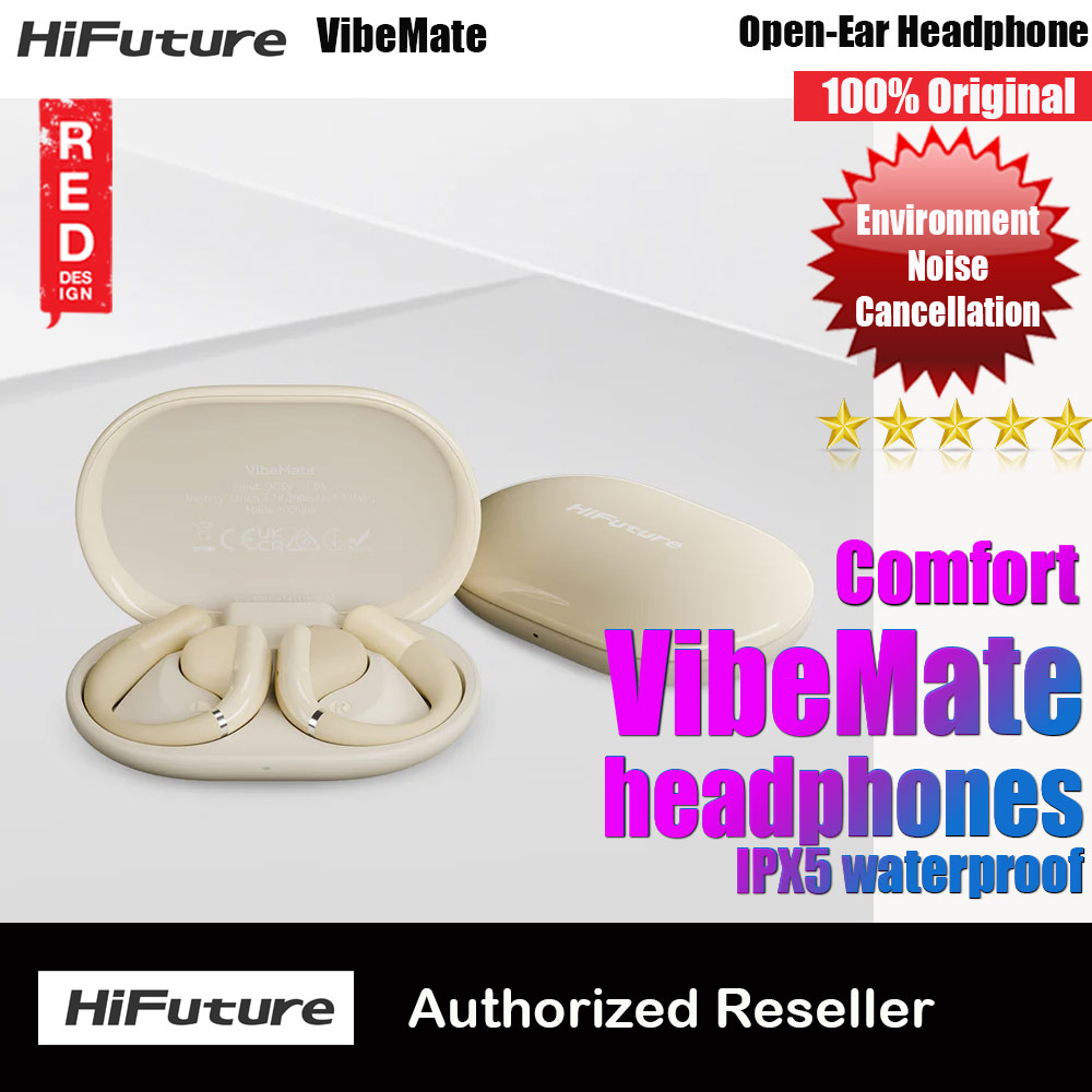 Picture of HiFuture VibeMate Premium Bluetooth 5.4 Comfort Open Ear Headphones Waterproof with ENC Noise Cancellation (Latte) Red Design- Red Design Cases, Red Design Covers, iPad Cases and a wide selection of Red Design Accessories in Malaysia, Sabah, Sarawak and Singapore 
