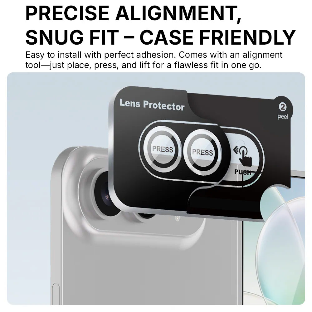 Picture of Apple iPhone 18 Pro  | JTLEGEND Titanguard Full Cover Camera Lens Protector Glossy for iPhone Duo (with Quick Install Board)  - Clear