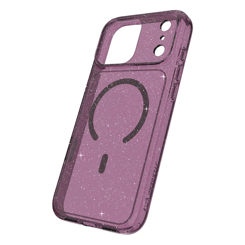 Picture of Apple iPhone 18 Pro Max Case | JTLEGEND Hybrid Cusion Glitter Mag Case for iPhone 18 Pro Max - Crystal with Berry Wine Magnetic Circle