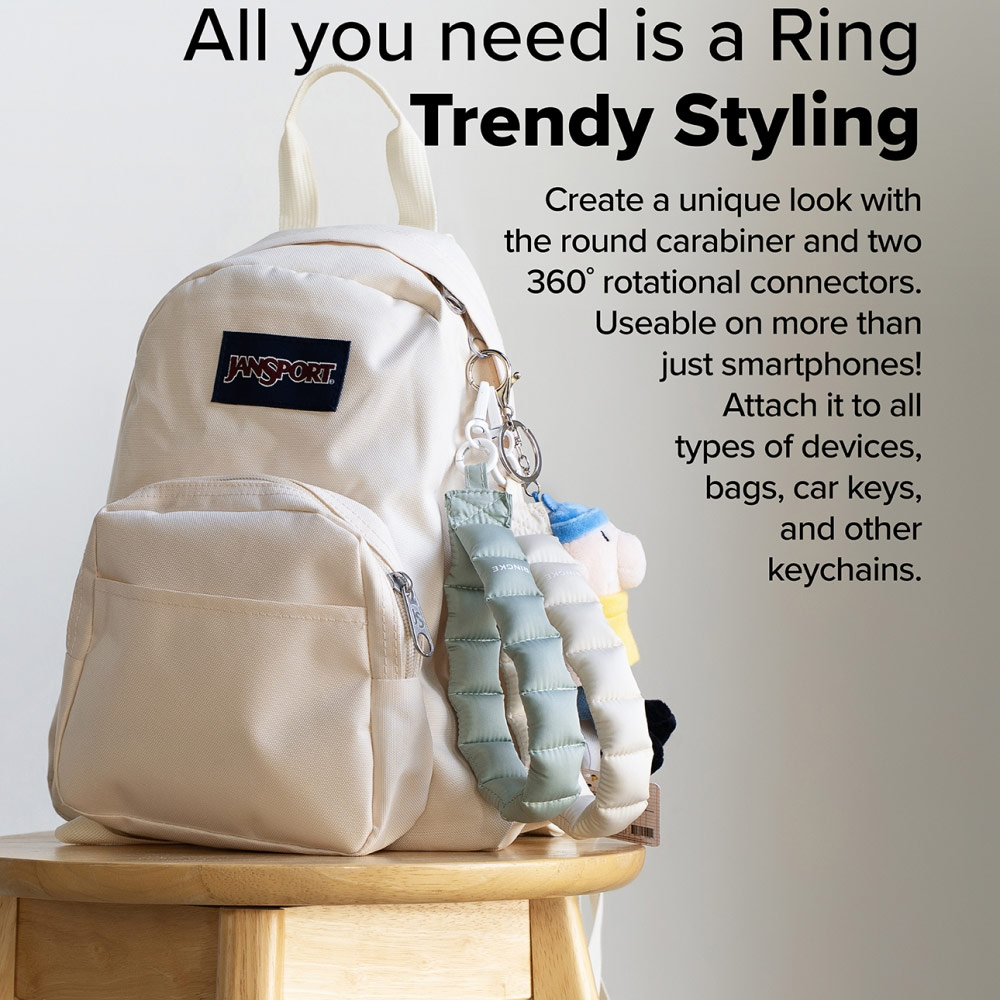 Picture of Ringke Eye Catching Holder Link & Puffer Hand Strap for Phone case (Snow White)