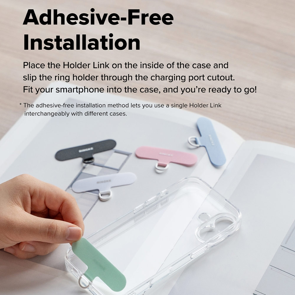 Picture of Ringke Eye Catching Holder Link & Puffer Hand Strap for Phone case (Snow White)