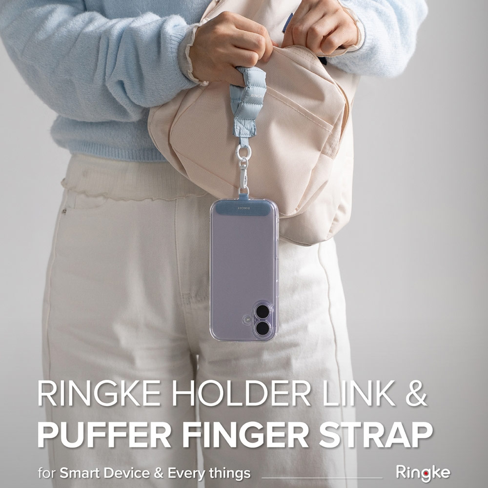 Picture of Ringke Eye Catching Holder Link & Puffer Finger Strap for Phone case (Snow White)