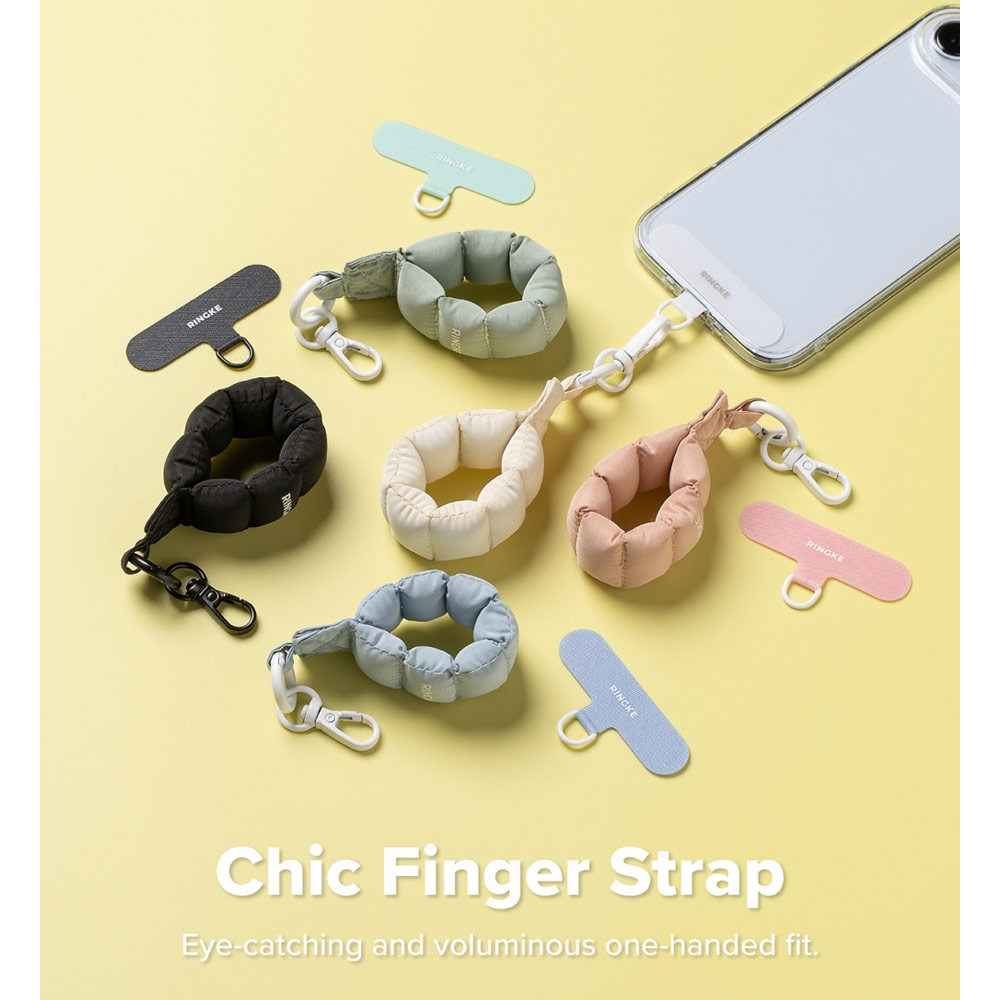 Picture of Ringke Eye Catching Holder Link & Puffer Finger Strap for Phone case (Snow White)