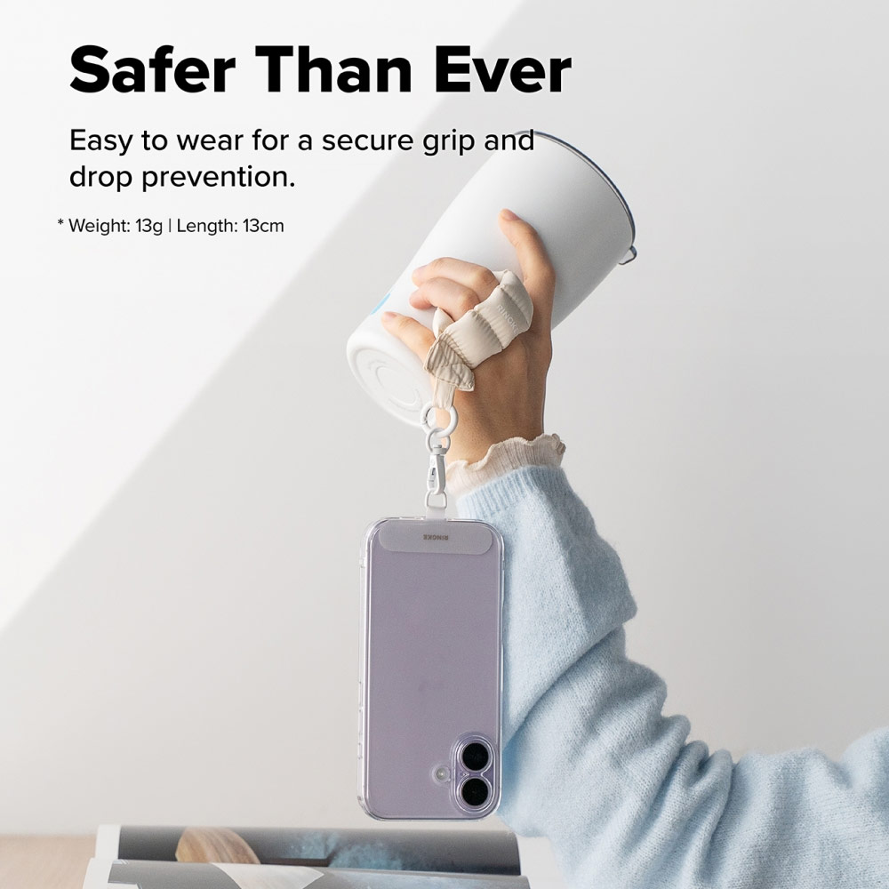 Picture of Ringke Eye Catching Holder Link & Puffer Finger Strap for Phone case (Snow White)