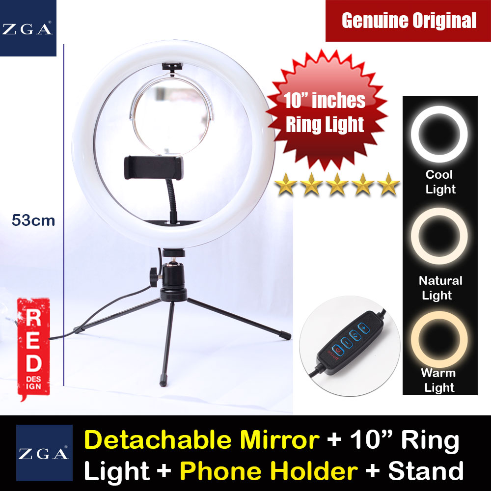 Picture of ZGA Detachable Mirror Phone Holder Adjustable Ring Light for Youtuber Online Class Teaching Live Stream (10 inches) Red Design- Red Design Cases, Red Design Covers, iPad Cases and a wide selection of Red Design Accessories in Malaysia, Sabah, Sarawak and Singapore 