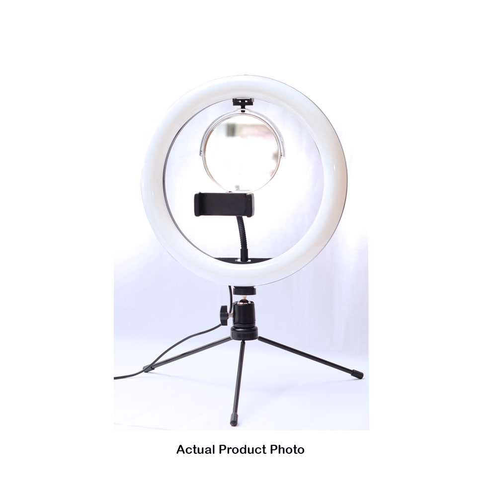 Picture of ZGA Detachable Mirror Phone Holder Adjustable Ring Light for Youtuber Online Class Teaching Live Stream (10 inches)