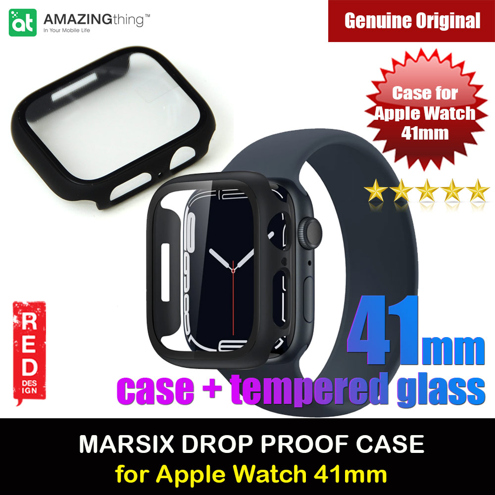 Picture of Amazingthing Marsix Hybrid Series Case with High Sensitivity Touch 9H Tempered Glass for Apple Watch 41mm (Black) Apple Watch 41mm- Apple Watch 41mm Cases, Apple Watch 41mm Covers, iPad Cases and a wide selection of Apple Watch 41mm Accessories in Malaysia, Sabah, Sarawak and Singapore 