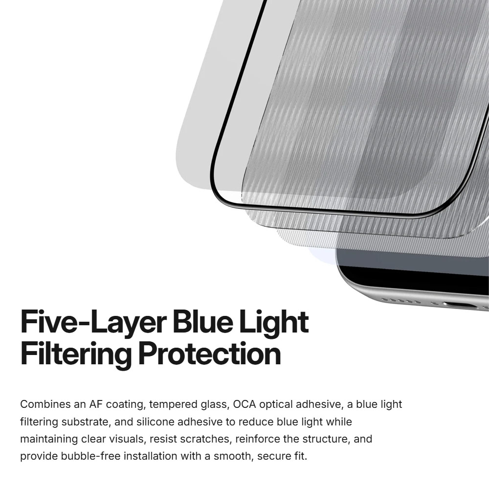 Picture of Apple iPhone 18 Pro Max Screen Protector | Amazingthing RADIX Liquid Anti Blue Light Full Tempered Glass 3D Frame Screen Protector for iPhone 18 Pro - Anti Blue Light