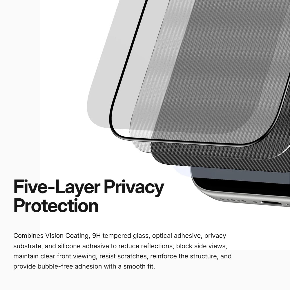 Picture of Apple iPhone 18 Pro Screen Protector | Amazingthing RADIX Vision Privacy Full Tempered Glass 3D Frame Screen Protector for iPhone 18 Pro - Privacy