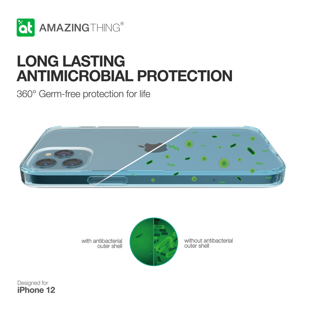 Picture of Apple iPhone 12 Pro Max 6.7 Case | Amazingthing Minimal Military Drop Proof Slim Case with antimicrobial for iPhone 12 Pro Max 6.7 (Clear)