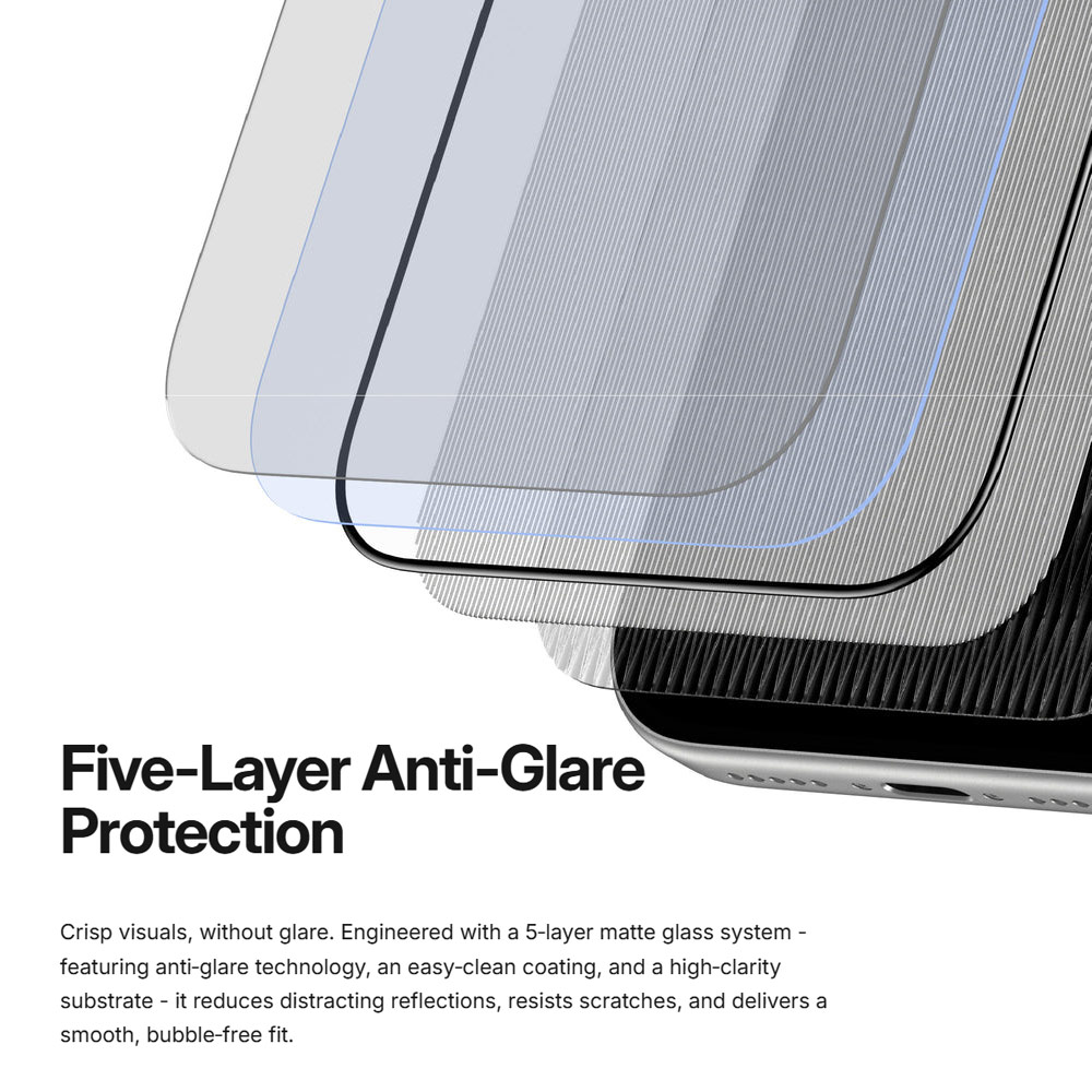 Picture of Apple iPhone 18 Pro Max Screen Protector | Amazingthing RADIX + Care Matte Full Tempered Glass 3D Frame Screen Protector for iPhone 18 Pro Max 6.9 - Matte