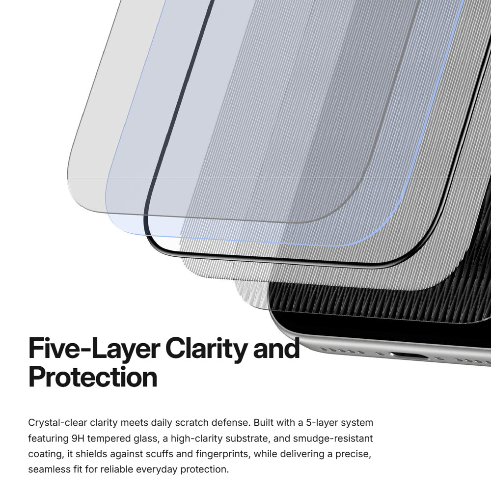 Picture of Apple iPhone 18 Pro Screen Protector | Amazingthing RADIX + Care Full Tempered Glass 3D Frame Screen Protector for iPhone 18 Pro - Clear