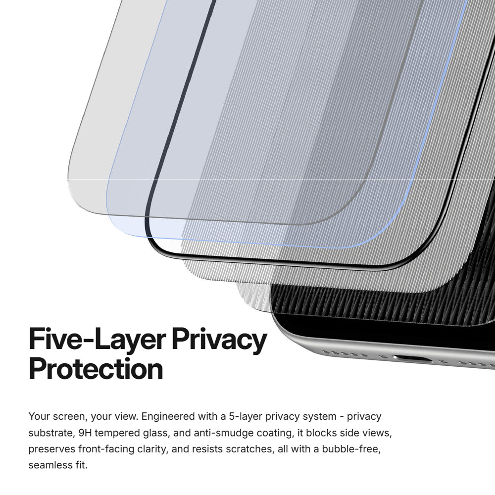 Picture of Apple iPhone 18 Pro Max Screen Protector | Amazingthing RADIX + Care Privacy Full Tempered Glass 3D Frame Screen Protector for iPhone 18 Pro Max 6.9 - Privacy