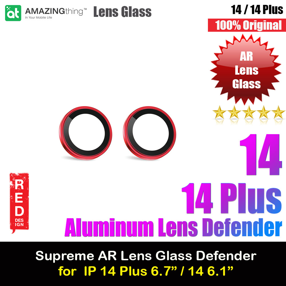Picture of Amazingthing Supreme AR Lens Glass Aluminum Defender Tempered Glass Protector for iPhone 14 6.1 iPhone 14 Plus 6.7 (2PCS Red) Apple iPhone 14 6.1- Apple iPhone 14 6.1 Cases, Apple iPhone 14 6.1 Covers, iPad Cases and a wide selection of Apple iPhone 14 6.1 Accessories in Malaysia, Sabah, Sarawak and Singapore 