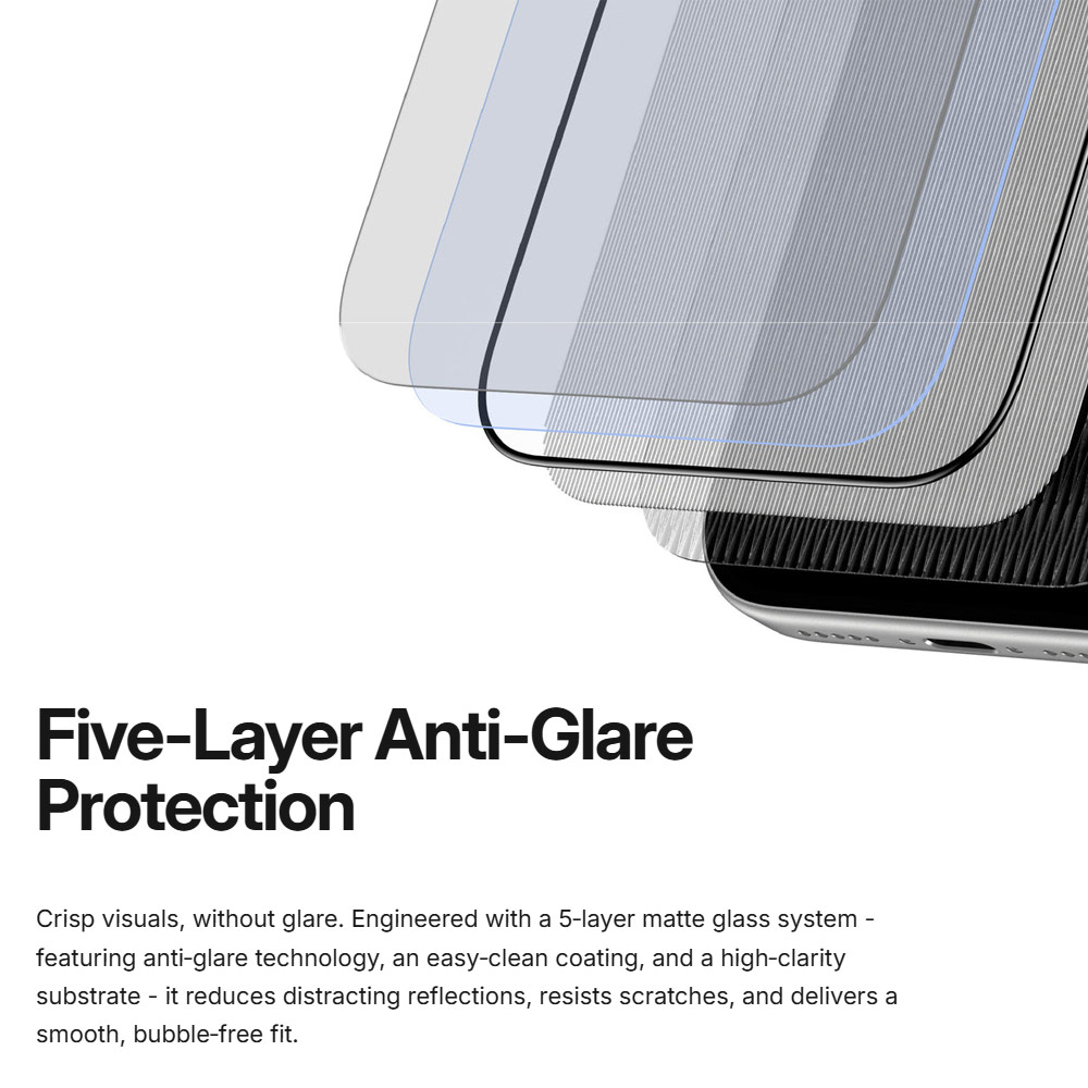 Picture of Apple iPhone 18 Pro Screen Protector | Amazingthing Titan Care Matte 3D Frame Full Tempered Glass Screen Protector with Dust Filter for iPhone 18 Pro - Matte