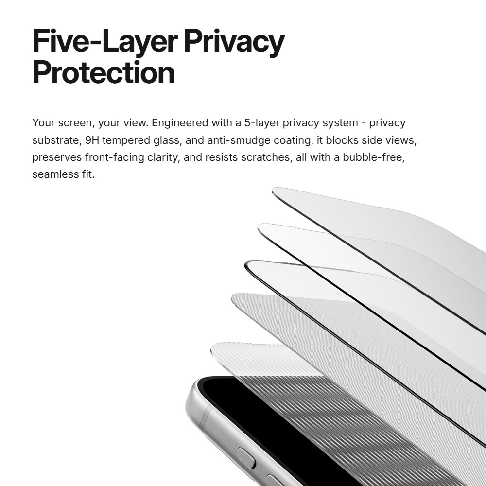 Picture of Apple iPhone 18 Pro Screen Protector | Amazingthing Titan Care Privacy 3D Frame Full Tempered Glass Screen Protector with Dust Filter for iPhone 18 Pro - Privacy