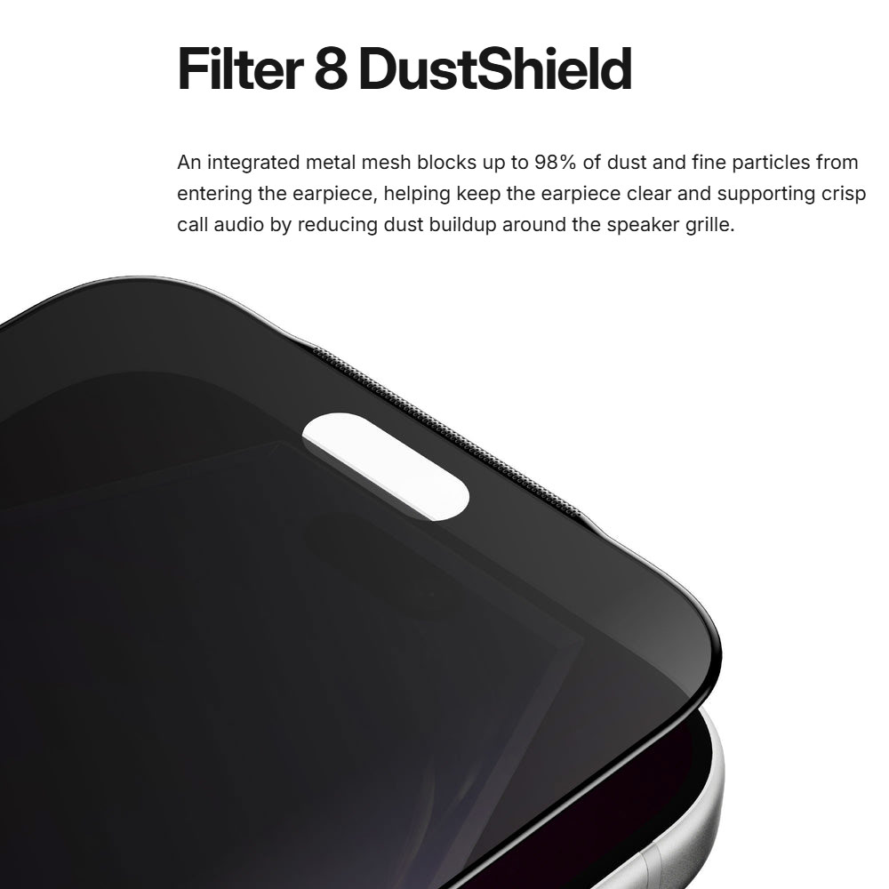 Picture of Apple iPhone 18 Pro Screen Protector | Amazingthing Titan Care Privacy 3D Frame Full Tempered Glass Screen Protector with Dust Filter for iPhone 18 Pro - Privacy