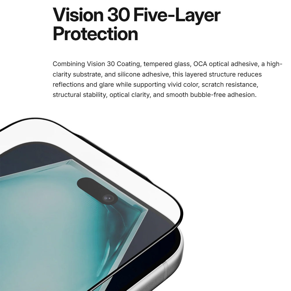 Picture of Apple iPhone 18 Pro Screen Protector | Amazingthing TITAN Vision 30 3D Pro Frame Full Tempered Glass Screen Protector with Dust Filter for for iPhone 18 Pro - Clear