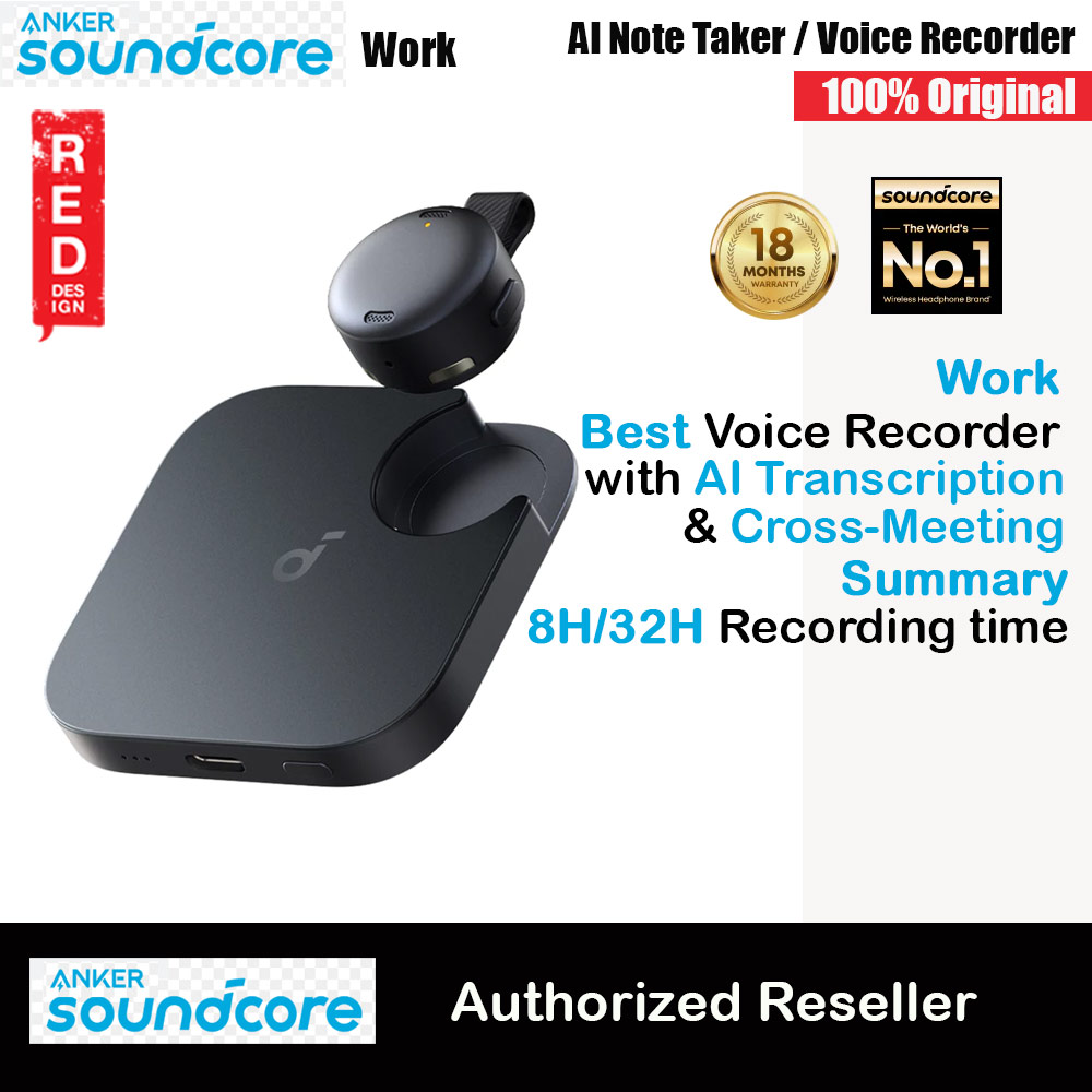 Picture of Soundcore by Anker Work Portable AI Voice Recorder with AI Transcription & Summarization Cross-Meeting Summary MFi Certified (Black) Red Design- Red Design Cases, Red Design Covers, iPad Cases and a wide selection of Red Design Accessories in Malaysia, Sabah, Sarawak and Singapore 