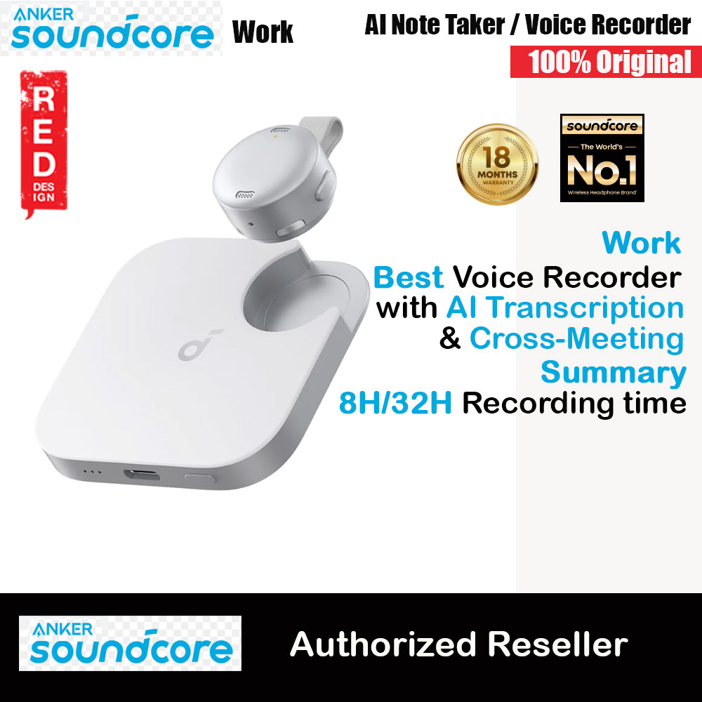 Picture of Soundcore by Anker Work Portable AI Voice Recorder with AI Transcription & Summarization Cross-Meeting Summary MFi Certified (White) Red Design- Red Design Cases, Red Design Covers, iPad Cases and a wide selection of Red Design Accessories in Malaysia, Sabah, Sarawak and Singapore 