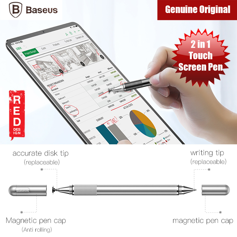 Picture of Baseus 2 in 1 Capacitive Touch Pen Stylus for iPads Tablets (Black) Red Design- Red Design Cases, Red Design Covers, iPad Cases and a wide selection of Red Design Accessories in Malaysia, Sabah, Sarawak and Singapore 