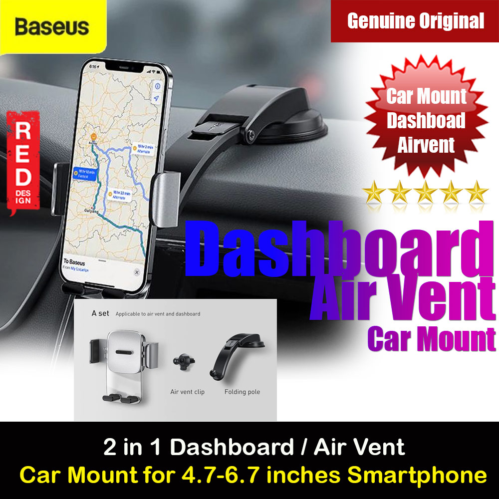 Picture of Baseus Easy Control Clamp Car Mount Holder Phone Holder (Air Outlet and Dashboard Version) Red Design- Red Design Cases, Red Design Covers, iPad Cases and a wide selection of Red Design Accessories in Malaysia, Sabah, Sarawak and Singapore 