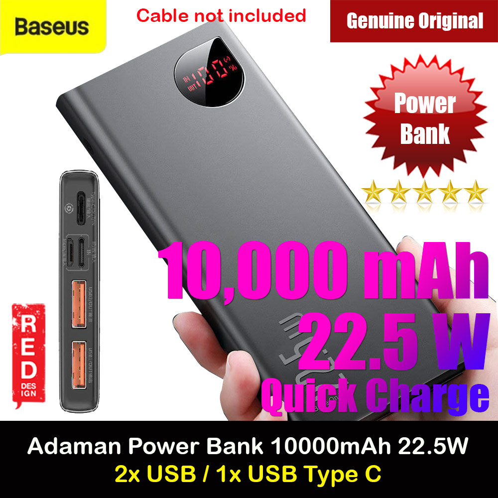 Picture of Baseus Adaman 10000mAh 22.5W Slim Power Bank For iPhone Tablets Multiple Outputs USB C PD Fast Charging Powerbank (Black) Red Design- Red Design Cases, Red Design Covers, iPad Cases and a wide selection of Red Design Accessories in Malaysia, Sabah, Sarawak and Singapore 