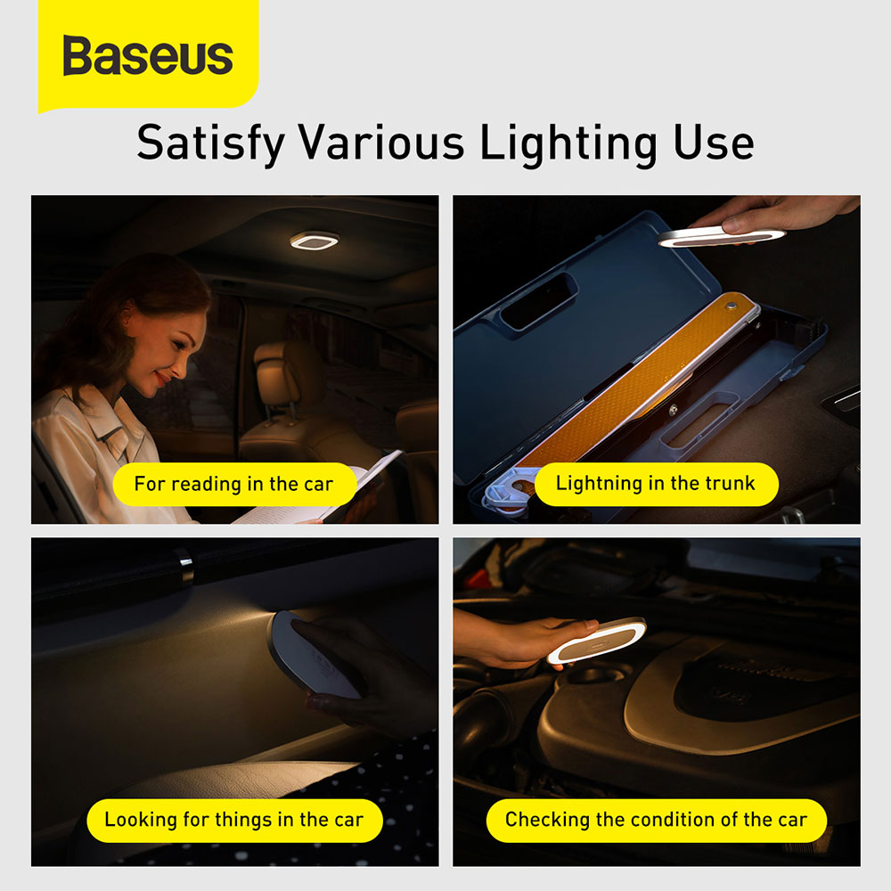 Picture of Baseus inAuto Bright Car Reading Light Touch Control 2 Brightness Slim LED Light Portable Rechargable Light for Car Interior Lockers Wardrobes Kitchens (Natural light 4000K)