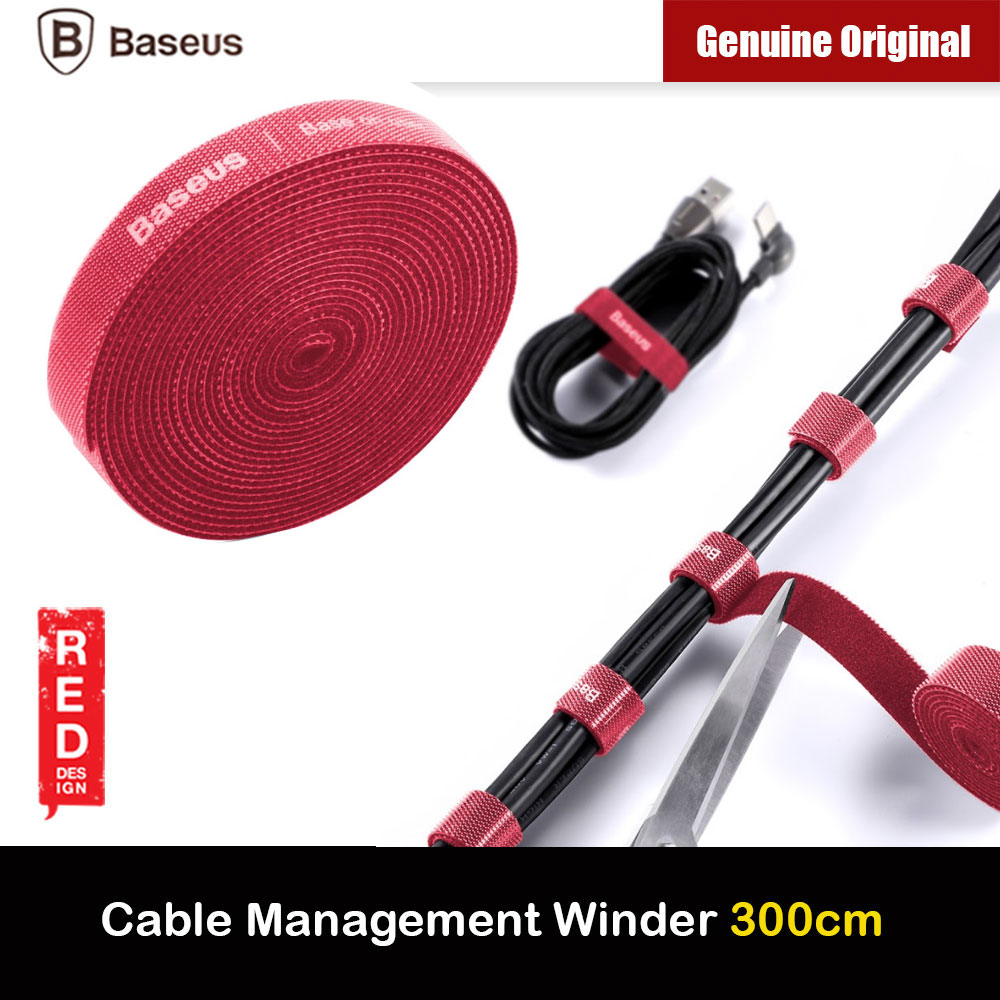 Picture of Baseus Cable Management Winder Velcro hook and loop fastener free cut strap strong velcro Strap (Red 300cm) Red Design- Red Design Cases, Red Design Covers, iPad Cases and a wide selection of Red Design Accessories in Malaysia, Sabah, Sarawak and Singapore 