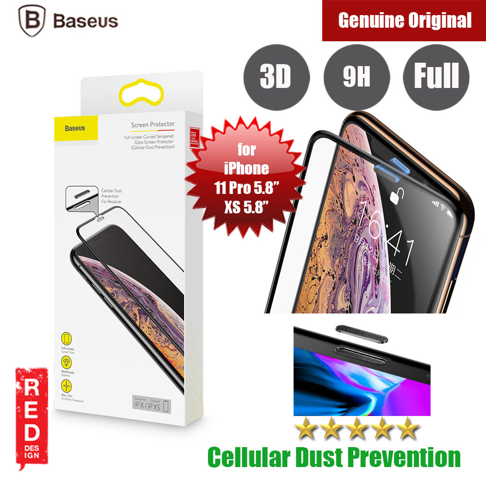 Picture of Baseus 3D Full Coverage Tempered Glass for Apple iPhone XS iPhone X iPhone 11 Pro 5.8" with Cellular Dust Prevention (Black) Apple iPhone XS- Apple iPhone XS Cases, Apple iPhone XS Covers, iPad Cases and a wide selection of Apple iPhone XS Accessories in Malaysia, Sabah, Sarawak and Singapore 