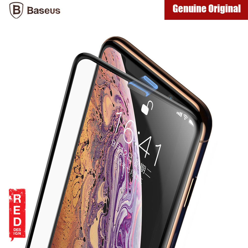 Picture of Apple iPhone XS  | Baseus 3D Full Coverage Tempered Glass for Apple iPhone XS iPhone X iPhone 11 Pro 5.8" with Cellular Dust Prevention (Black)